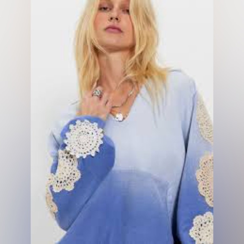 Free People X Tricia Fix Doily Hoodie NWT